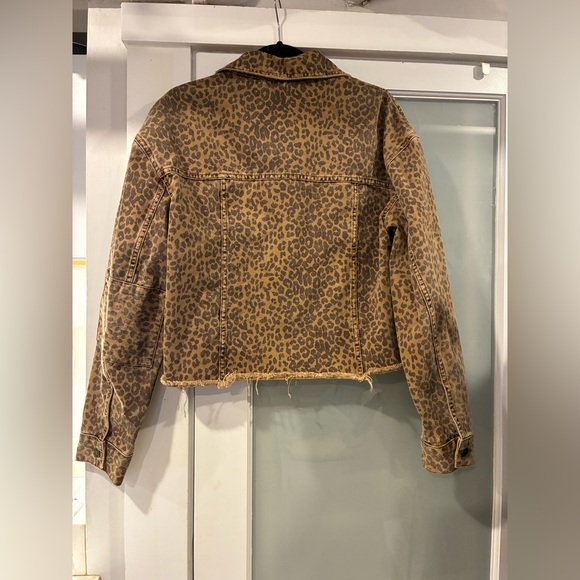 Free People Brown Leopard Print Jean Jacket - Picture 3 of 5